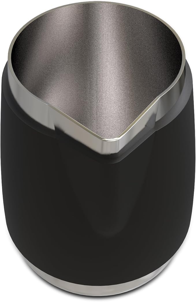 Rattleware 12 Oz Handle Free Latte Art Pitcher Stainless Steel with Rubber Grip Durable Heat Resistant Milk Frothing Pitcher for Baristas Home Cafes and Coffee Shops