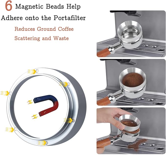 51mm Espresso Tamper Kit - Dual-Spring Calibrated Coffee Tamper, 8-Needle WDT Tool Espresso Distribution Tool, Magnetic Aluminum Dosing Funnel, Reusable Puck Screen, Fit Delonghi 51mm Portafilters
