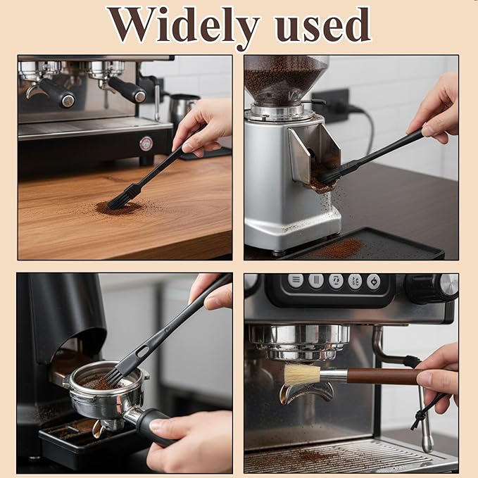 3PCS Coffee Grinder Cleaning Brush Set Professional Espresso Brush Cleaner Tool Wood Handle Espresso Machine Brushes Cleaning Accessories for Barista Home Kitchen Bean