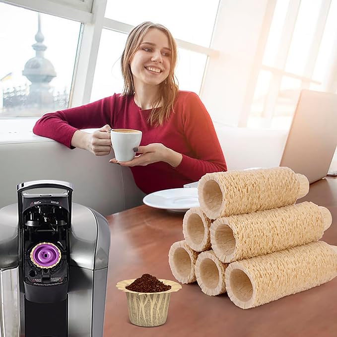 Haetyly 100 Count Natural Paper Filters Compatible with Keurig Single Serve 1.0 and 2.0, Fits All Brands Reusable K Cup Coffee Pods