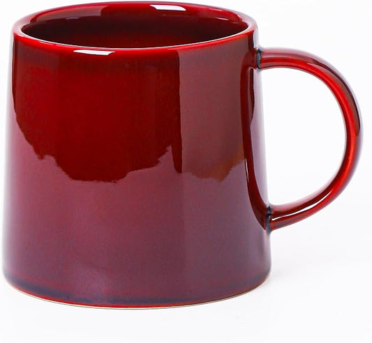 Mkour 20oz Large Ceramic Coffee Mugs, Handmade Cup, Big Tea Cups with Large Handle for Office and Home, Microwave and Dishwasher Safe (Red)