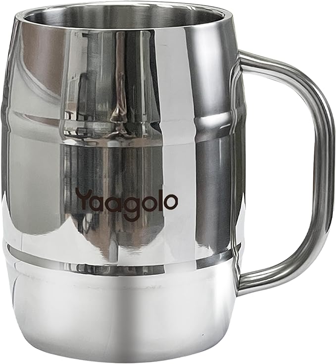 Insulated Beer Stein, 32oz Stainless Steel Double Walled Beer Mug Giant Bar Drinkware Metal Beer Cup with Big Grip Handle (32oz 1pack)
