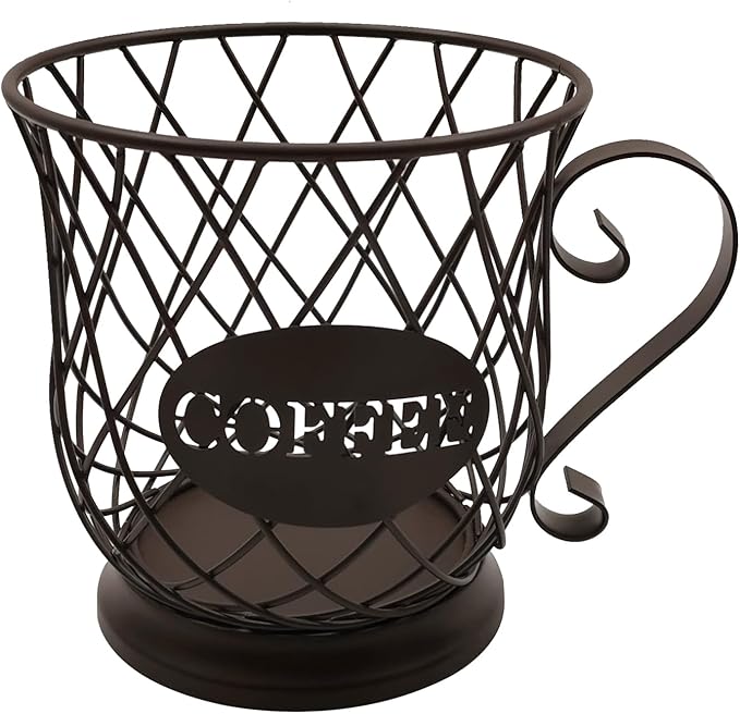 Coffee Pods Storage Basket, Capsule Holder for 35 K Cup Organizer, Basket Decor for Bar Countertop-Brown