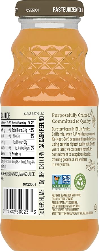 R.W. Knudsen Just Mango Juice, 8 fl oz (12 Pack)