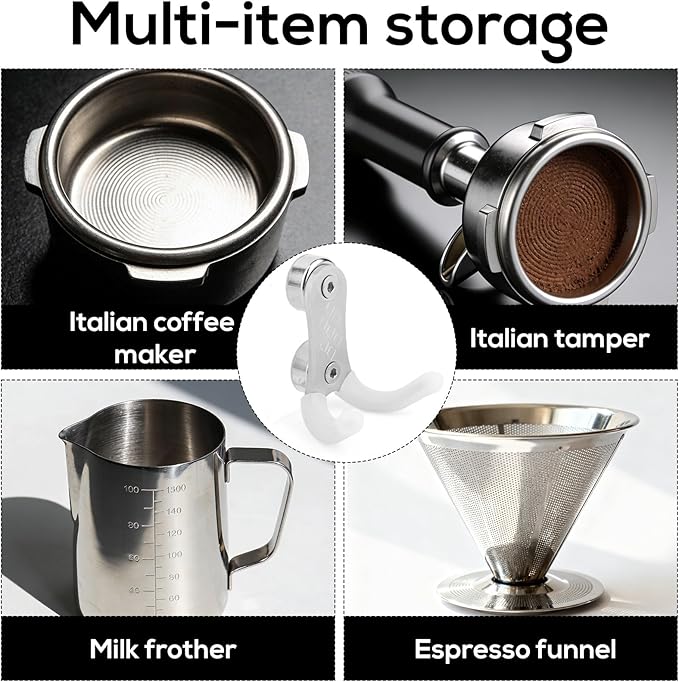 2-Pack Magnetic Coffee Portafilter Holder, Espresso Handle Hook for Metal Walls Espresso Accessories Organizer Tool Compatible with Ninja Luxe Cafe & Breville Machines