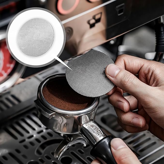 Espresso Puck Screen, 53.5mm Espresso Filter Screen Mesh Coffee Filter for Espresso Portafilter Filter Basket 1.7mm Thickness 150μm Reusable Puck Screen for Espresso Machines 316 Stainless Steel