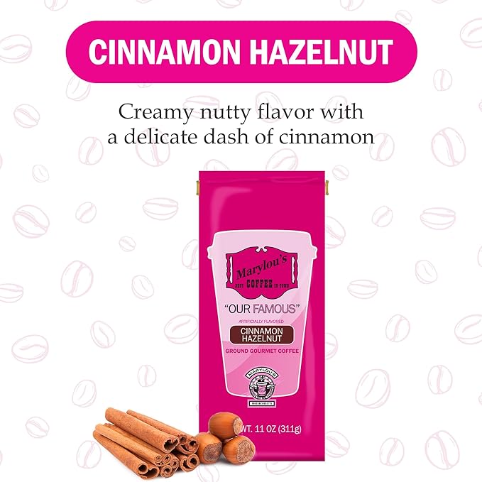 Marylou’s Coffee – Cinnamon Hazelnut Flavored Ground Gourmet Coffee – 11 oz
