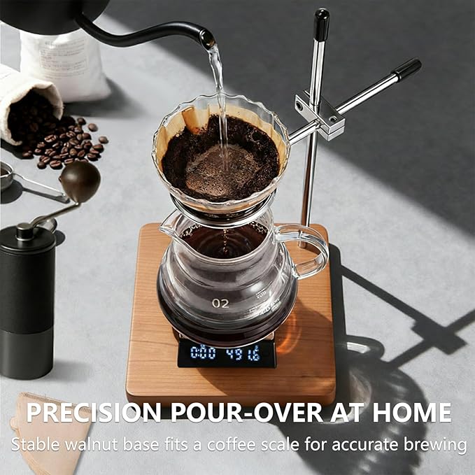 COZYGIFT Pour Over Coffee Stand with Solid Cherry Base, Adjustable Coffee Dripper Stand, Wooden Brewing Station, Cone Holder, Elegant Gift for Brew Enthusiasts, Home Barista & Kitchen Décor