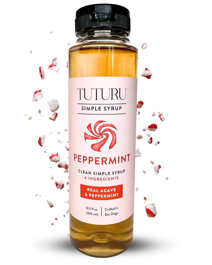 Peppermint Agave Simple Syrup for Coffee, Cocktails, Matcha - Sweetened with Agave Nectar - Infused with Real Peppermint Leaf - 13.5 oz