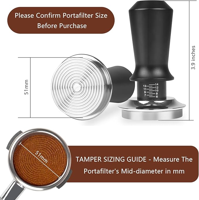 51mm Espresso Tamper Kit - Dual-Spring Calibrated Coffee Tamper, 8-Needle WDT Tool Espresso Distribution Tool, Magnetic Aluminum Dosing Funnel, Reusable Puck Screen, Fit Delonghi 51mm Portafilters