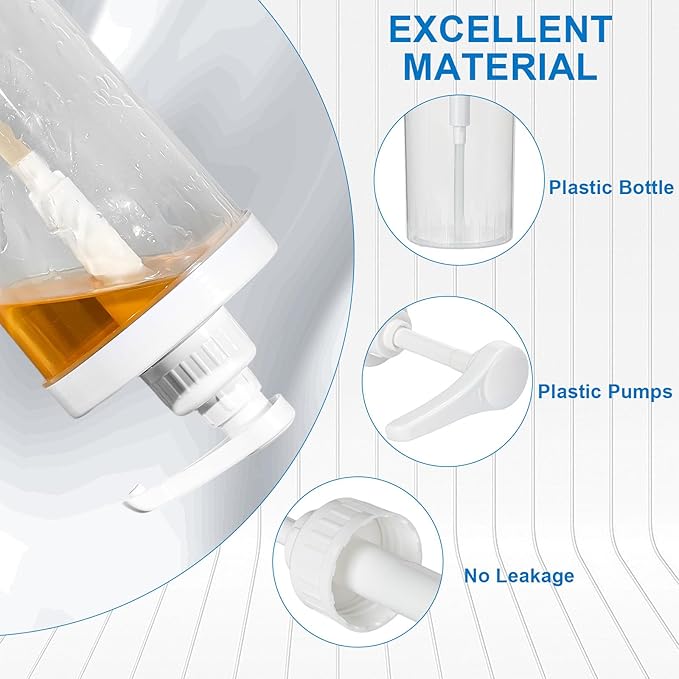 Uceoo Coffee Syrup Dispenser, Plastics Syrup Bottle with Plastic Pump, 33.8 Oz Large Capacity Circular Syrup Pump Dispensers for Coffee Bar, Simple Pump Bottle for Honey, Condiments, Salad Dressings