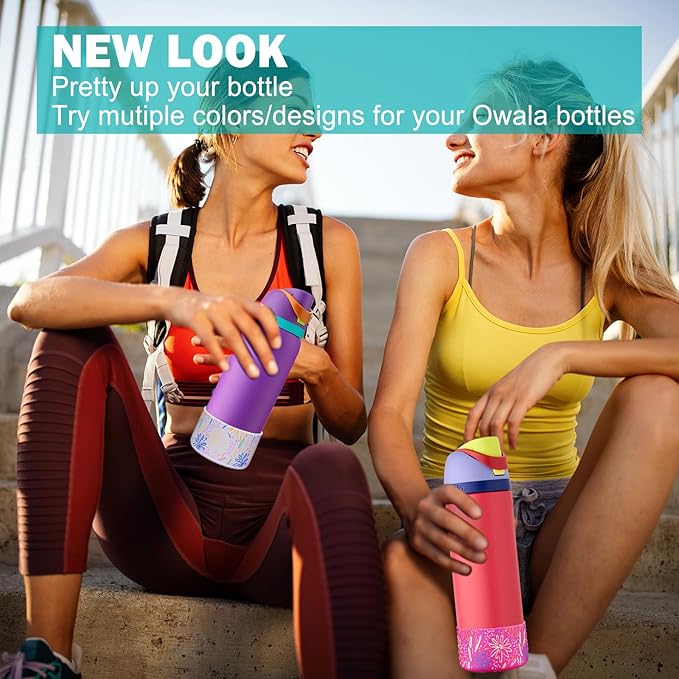 WK IEASON 2Pcs Silicone Boot for Owala Water Bottle, Protective Flask Bottom Cover Base for Owala FreeSip Twist and Flip Flask Water Bottle Accessories-3.35inch Bottom Diameter