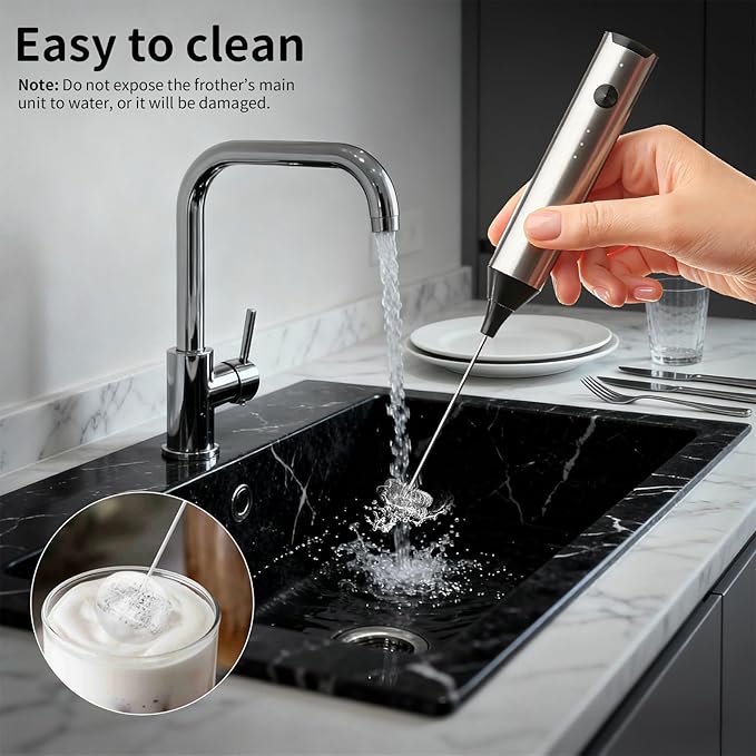 Kitchen Milk Frother Handheld with Stand, 3 Speeds Adjustable Mixer Electric Handheld Frother Wand, Hand Mixer Matcha Whisk Coffee Stirrers for Matcha, Hot Chocolate, Egg - Stainless Steel