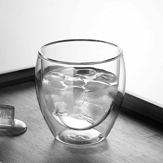 5.5oz Glass Coffee Mugs Set of 2, Double Walled Espresso Cups for Latte Cappuccino Cocoa Milk Cafe Juice, Clear Glass Tea Cup Set Glassware Gift for Christmas Birthday (8oz-4Pack)