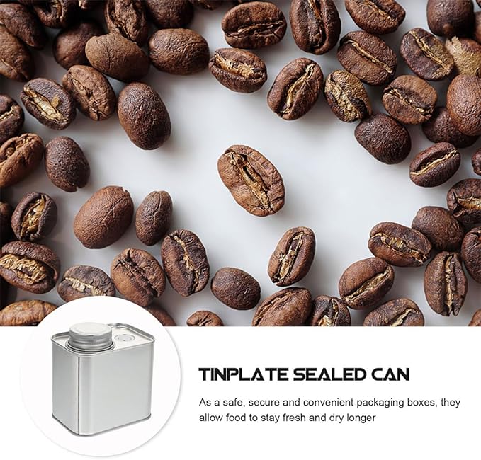3pcs Airtight Coffee Storage Canisters with Air Valve, Square Tin Containers with Lids for Coffee Beans and Powder, Vacuum Sealed Food Organizer for Kitchen and Pantry