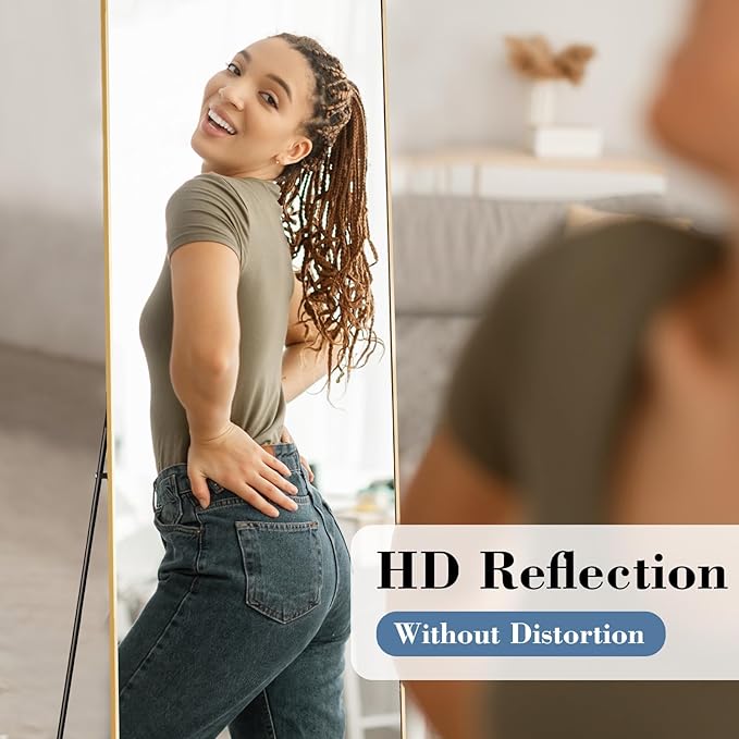 NEWBULIG Full Length Mirror, Upgraded Body Wall Mirrors with Shatter-Proof Glass, Floor Standing Mirror, Home Wall Decor