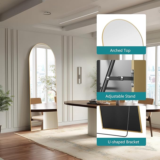 NEWBULIG Full Length Mirror, Upgraded Body Wall Mirrors with Shatter-Proof Glass, Floor Standing Mirror, Home Wall Decor