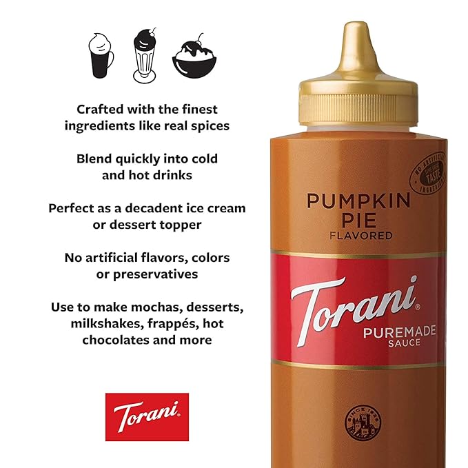 Torani Puremade Sauce, Pumpkin Pie, Squeeze Bottle, 16.5 Ounces