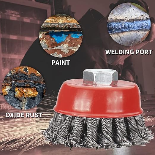 Wire Cup Brush for 4 1/2 Angle Grinder, 10 Pack 3 inch Wire Brush for Grinders, 5/8" -11 Threaded, for Heavy Cleaning Rust, Stripping and Abrasive
