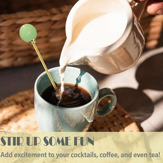 Stainless Steel Coffee Stirrers 8.5" Candy Head Beverage Stir Sticks Cocktail Stirrers Swizzle Stick Picks Tools for Smoothie, Milkshake, Coffee, Cocktail, Tea