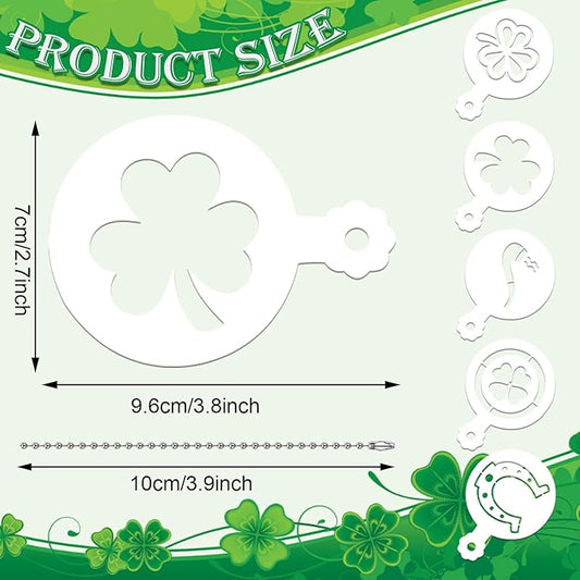 JULBEAR 36 Pieces Reusable St Patrick's Day Cookie Cake Stencils Templates Mold Tools for Cookies DIY Holiday Baking Painting Dessert Coffee Irish Face Painting St Patrick's Party Decoration
