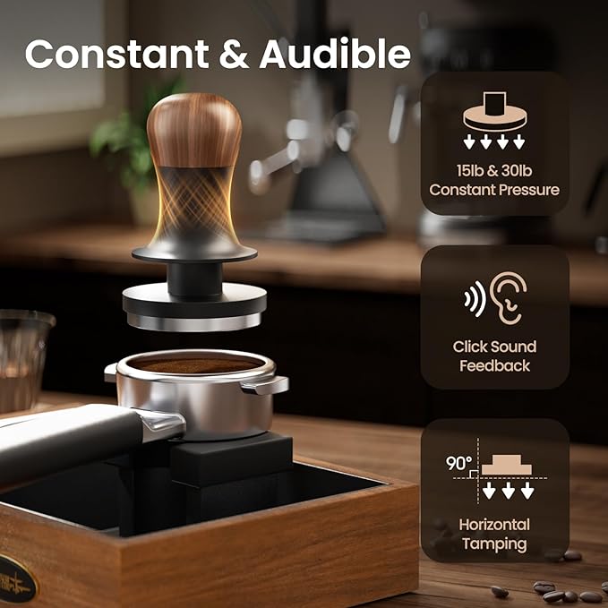 MHW-3BOMBER 49.7mm Espresso Tamper - 3 Spring Loaded Coffee Tamper with Sound Feedback - Barista Calibrated Tamper with 15lb / 30lbs Replacement Springs - Compatible for ROK Espresso Maker T7073T-OS