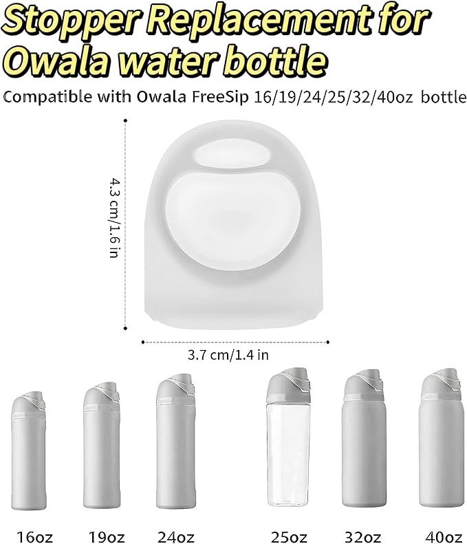 Joshey 6 Pack Rubber Seal Replacement Stopper, Compatible with Owala Freesip 24 oz Water Bottle Spout Cap-Silicone Gasket Replacement Parts (Clear)