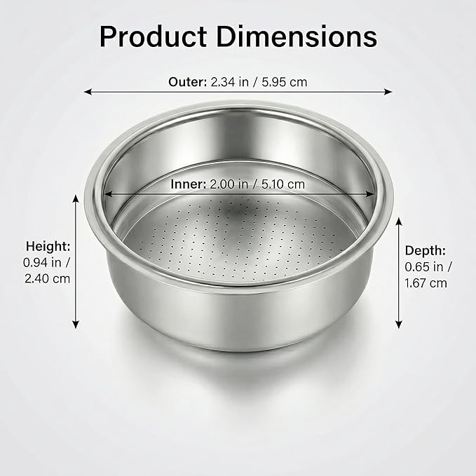 51mm Portafilter Basket Set, Stainless Steel Filter Basket Replacement, 1 Cup & Double Cup Basket, 51mm Espresso Filter Basket Espresso Machine Replacement Part