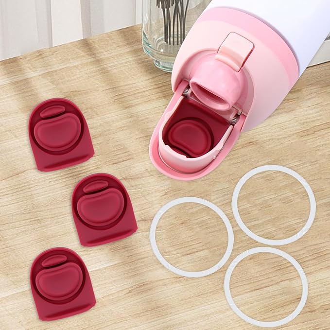 3 Sets Replacement Seal Gasket Stoppers for Owala Freesip Cap Mouth,Silicone O Sealing Ring Parts Water Bottle Top Lid Accessories for Owala Freesip 16/19/24/32/40oz（Wine Red）