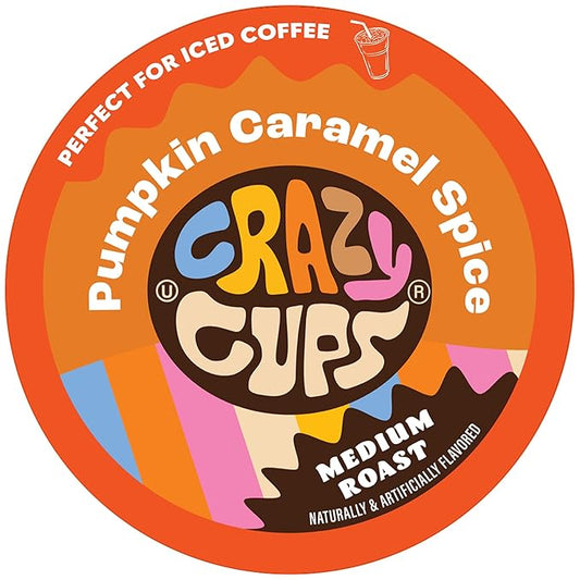 Crazy Cups Flavored Coffee, Pumpkin Caramel Spice, Recyclable Single Serve Pods for Keurig K Cups Machines, Brew Hot or As Iced Coffee, 22 Count (Pack of 1)