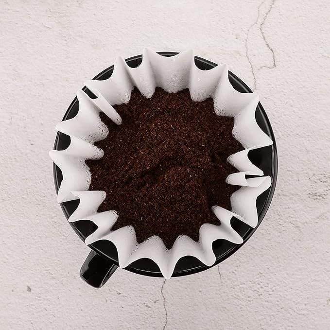 EUSOAR 1-4 Cup White Coffee Filters, Pack of 50 Small Size Disposable Basket Paper Filter, for Single Pour Over and Drip Coffee Makers, for Home Commercial Coffee Dripper and Brewers