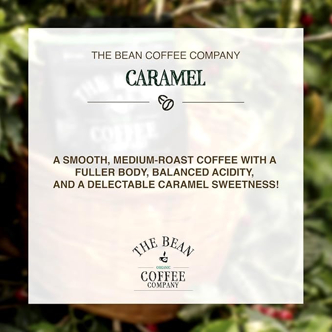 The Bean Organic Coffee Company Caramel, Medium Roast, Whole Bean Coffee, 16-Ounce Bag