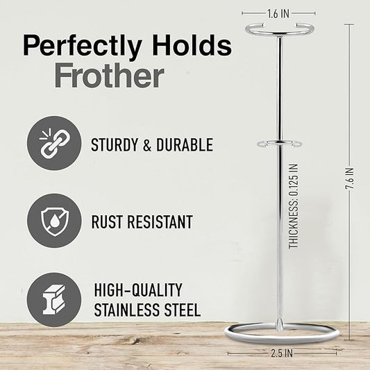 Zulay Kitchen Original Frother Stand - Sturdy, Stainless Steel Stand Holds Multiple Types of Coffee Frothers - Heavy Duty Stand Ideal For Handheld Frothers - Silver