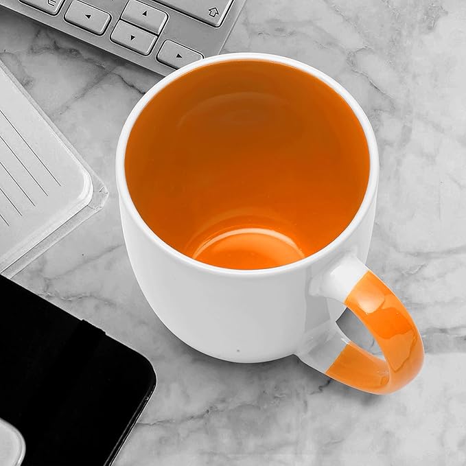 Custom Bistro Style Large Coffee Mugs 16 oz. Set of 10/50/100, Personalized Bulk Pack - Perfect for Coffee, Tea, Espresso, Hot Cocoa, Other Beverages - Orange