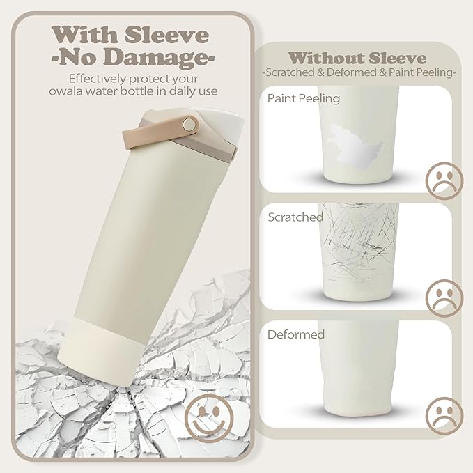2PCS Silicone Boots for Owala 30oz & 40oz FreeSip Sway Bottles & Tumblers – Non-Slip, Scratch-Resistant, Stability Enhancer for Owala Accessories (Ivory White)