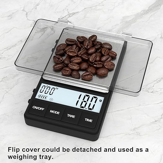 Scale for Coffee with Timer, 1000g /35oz, Accuracy 0.1g, Espresso Scale for Both Pour Over and Espresso Machine, Unit in Gram and Ounce, Easy Control Timer, Mini Scale for Coffee