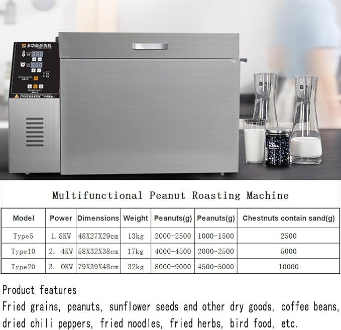 Electric Nut Roaster Machine,Commercial Coffee Roaster Machine,Automatic Timing Coffee Roasters for Home Use, Non-Stick Pan, Even Heating,for Stir-Frying Whole Grains,Type5