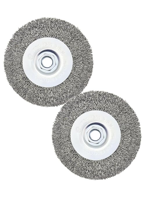 OSFTBVT Crimped Wire Wheel Brush 4in 5/8-11 Threads Arbor for 4-1/2" Angle Grinder Metal Rust Paint Stain Removal - 2pcs