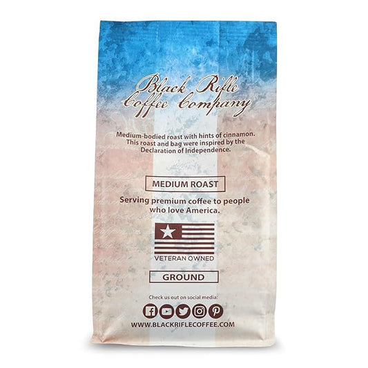 Black Rifle Coffee Company Freedom Roast, 12oz Bag, Ground Coffee Medium Roast - Roasted Blend Made from Arabica Beans - Colombian & Brazilian Beans - Veteran Founded & American Made