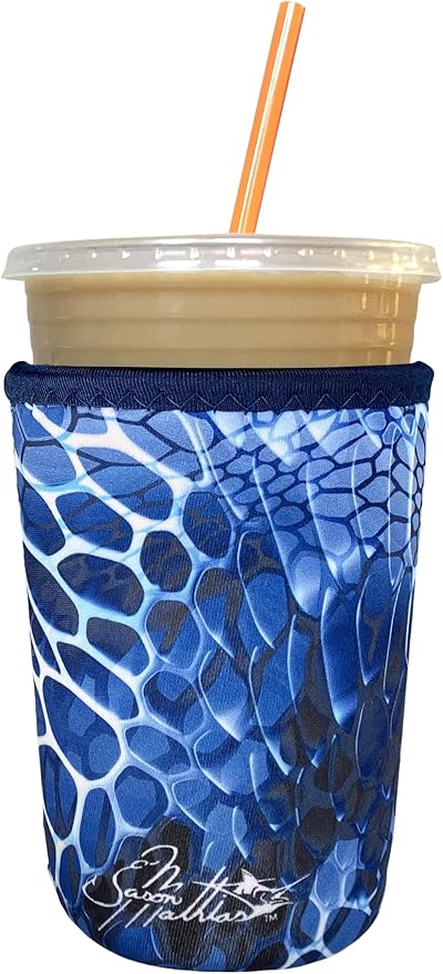 Koverz Iced Coffee Sleeve, Insulated Neoprene Cup Sleeve, Fits a 24 Oz. Coffee Cup, Washable and Reusable, Iced Coffee Accessories, Medium Blue Aquatint by Jason Mathias