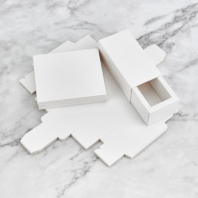 BENECREAT 16PCS White Kraft Packaging Drawer Box 4x2x1.4 Inch Cardboard Present Box for Lipstick, Small Perfume Essential Oil Bottle