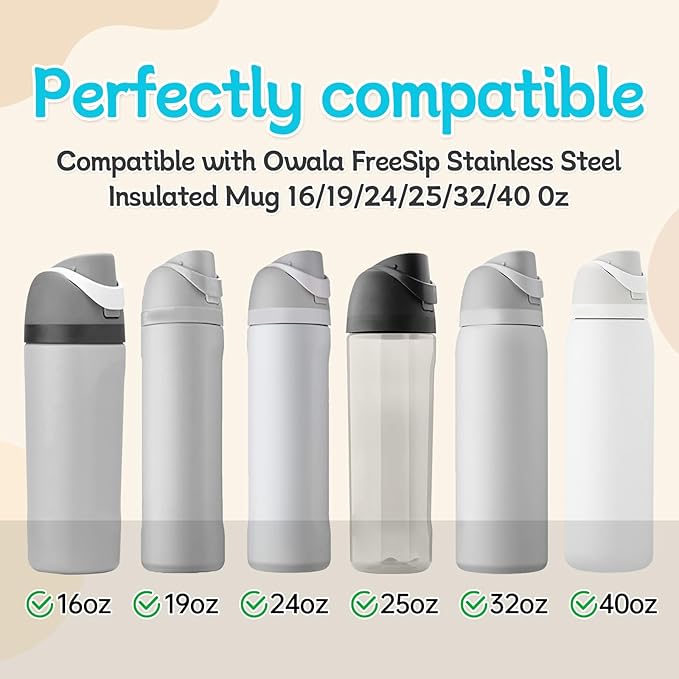 3pcs Replacement Rubber Stopper Seal Compatible with Owala FreeSip 24oz 32oz,Water Bottle Lid Cap Silicone Seal Parts for Owala 16/19/24/32/40oz Spout Gasket Mouthpiece Piece Accessories F8