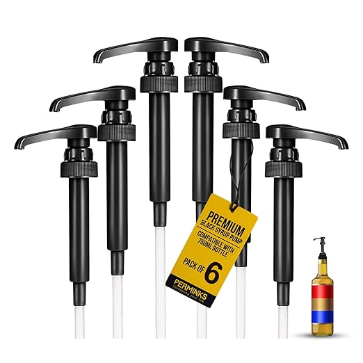 Syrup Pumps Compatible with Torani and Davinci Bottles (25.4 oz-750ml) (Set of 6, Black)
