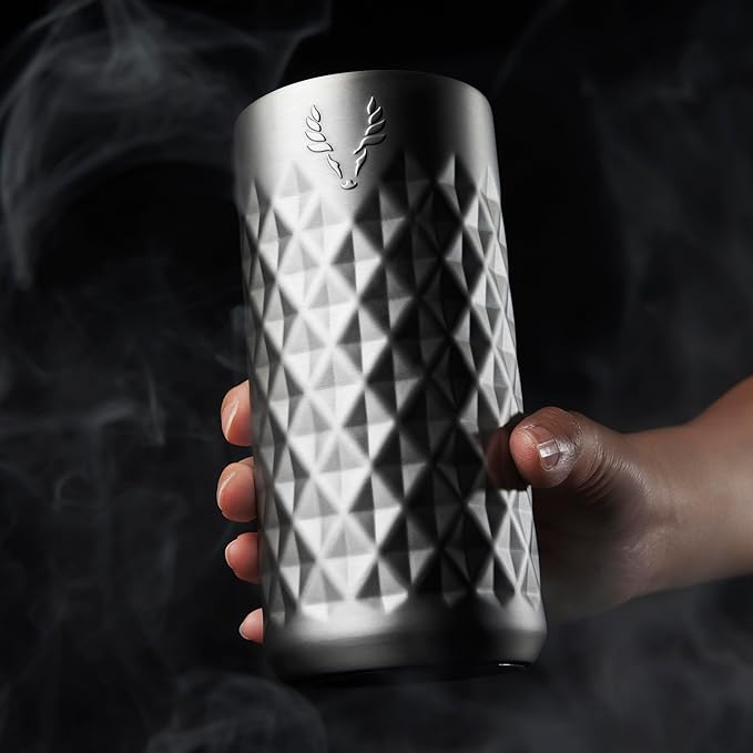 Viski Paragon Stainless Steel Highball Tumbler Cup with Lid, Insulated Ceramic Lined Metal Cocktail Glass for Patio, Outdoor Party, Wedding Gifts, Drink Lover Gifts, 16 oz Set of 1, Platinum