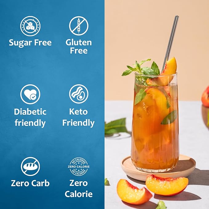 Syruvia Sugar-Free Peach Syrup, Flavored Syrup for Drinks, Cocktails, Lemonades, Iced Teas, and Desserts – 25.4 fl oz, With Pump