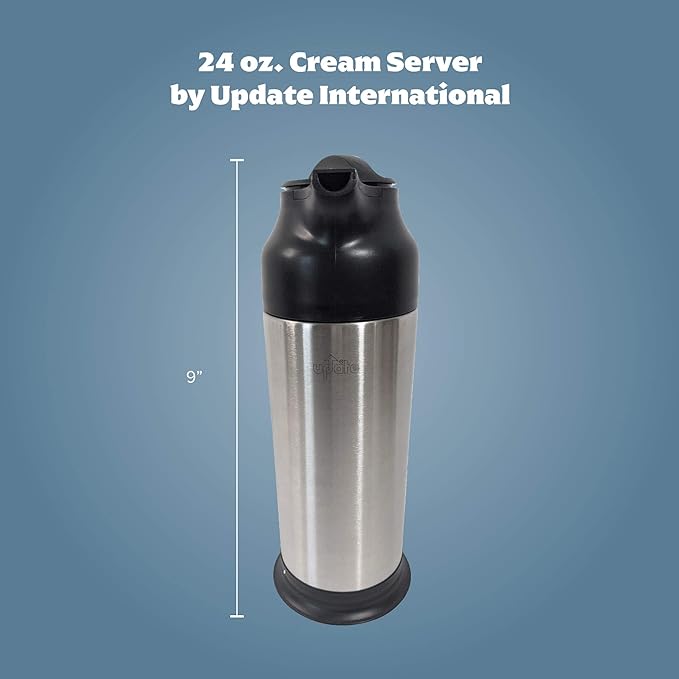 Update International (SV-70) 24 Oz Black and Stainless Cream Server,Clear