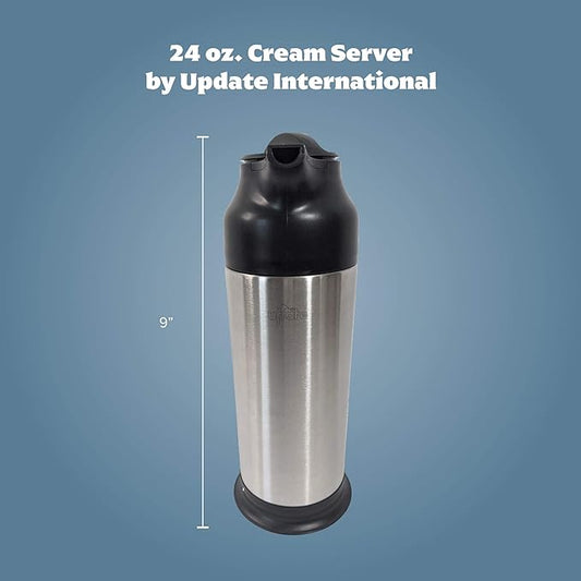 Update International (SV-70) 24 Oz Black and Stainless Cream Server,Clear