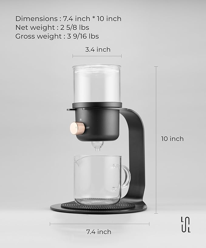 LSL LoveStyle Living Glass Tea Pot with Infusers for Loose Tea and Drip Coffee Pour Over, Semi Automatic Tea Set with Magnetic Clear Teapot, Black