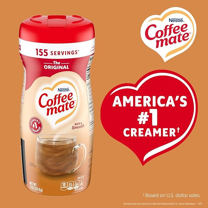 Coffee Mate Original Powdered Coffee Creamer 11 oz. 2-Pack Bundle with Basicos Coaster