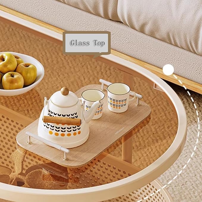 Side Table Glass Top Movable End Table Coffee Station Table, Metal Coffee Bar Stand Cart with Storage Coffee Table on Wheels,for Home Kitchen, Entryway, Living Room,Dining Room(Black,60cm)